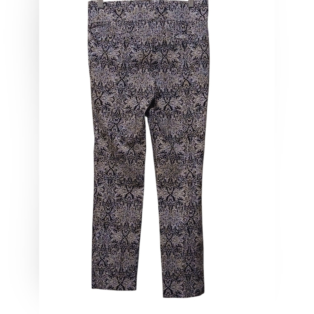 Jules & Leopold - Navy Blue & White Paisley Pants, Faux Back Pockets, Stretch... - Picture 6 of 8